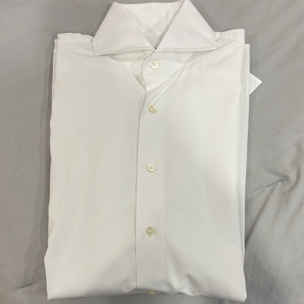 Men's White Spread-Collar tuxedo Dress Shirt